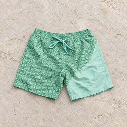 Shift Geometric colour-changing swim shorts, Green to Mint