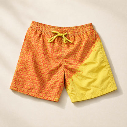 Shift Geometric colour-changing swim shorts, Orange to Yellow